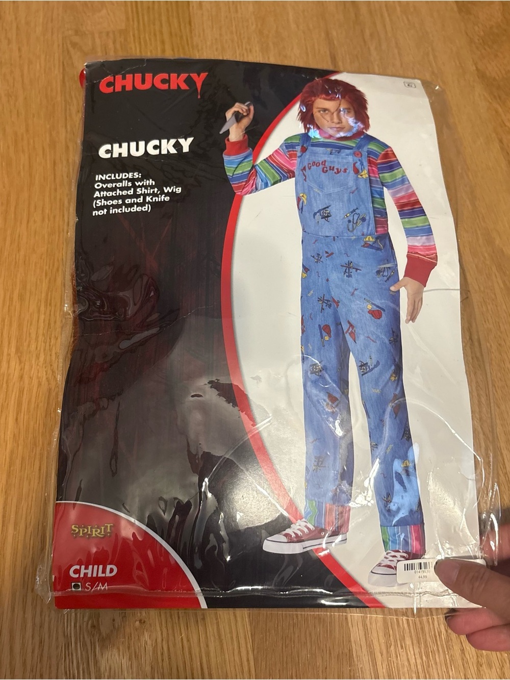 Chucky Kids Costume - Blue Overalls with Striped Shirt & Wig Small Spirit